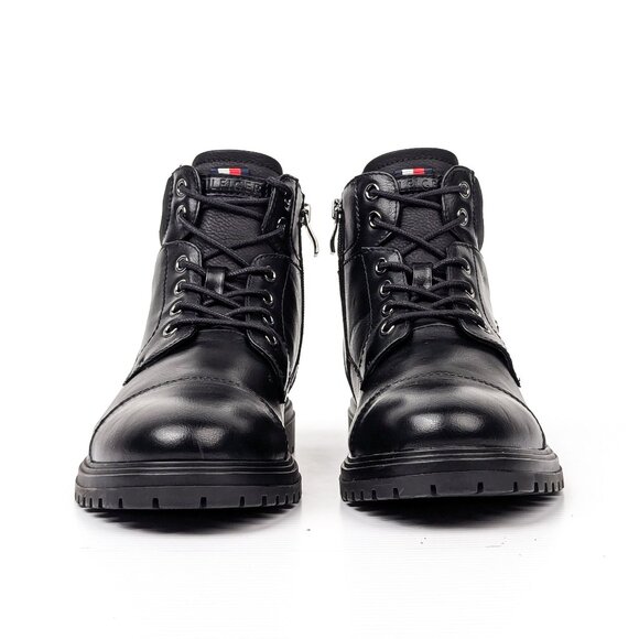 Tommy Hilfiger Men Oregon Black Faux Leather Combat Ankle Boots size 8 - Picture 2 of 10